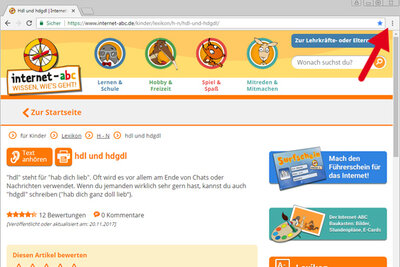 Wenn du später eine Internetseite wiederfinden möchtest, drücke auf die drei Punkte ganz rechts. (Zu Firefox siehe zwei Bilder weiter.)